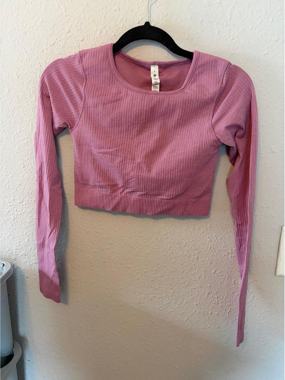 Lululemon Ebb to Street Long-Sleeve Shirt Velvet Dust Pink size 6. $88 retail.